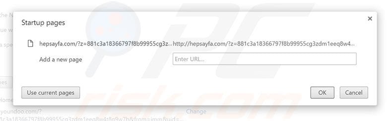 Removing hepsayfa.com from Google Chrome homepage