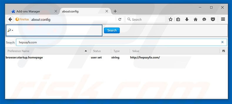 Removing hepsayfa.com from Mozilla Firefox default search engine