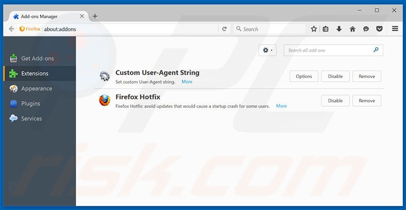 Removing musictabsearch.com related Mozilla Firefox extensions