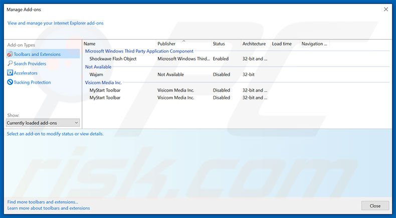 Removing QuizCrystal ads from Internet Explorer step 2