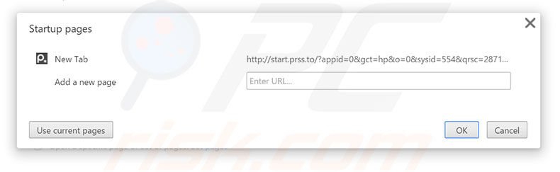 Removing start.prss.to from Google Chrome homepage