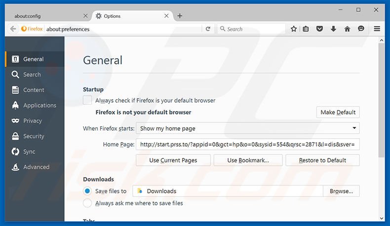 Removing start.prss.to from Mozilla Firefox homepage
