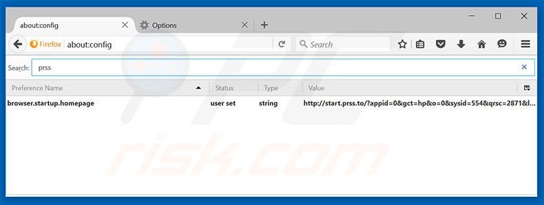 Removing start.prss.to from Mozilla Firefox default search engine