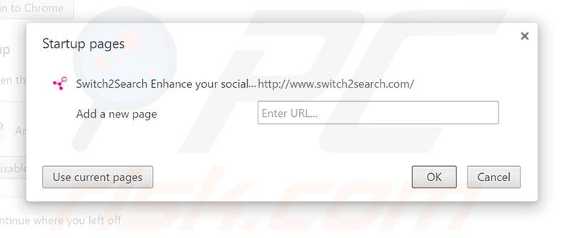 Removing switch2search.com from Google Chrome homepage