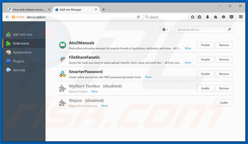 Removing TechFreeHelp ads from Mozilla Firefox step 2