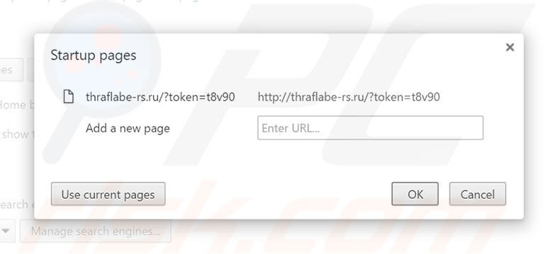 Removing thraflabe-rs.ru from Google Chrome homepage