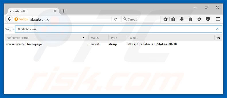 Removing thraflabe-rs.ru from Mozilla Firefox default search engine