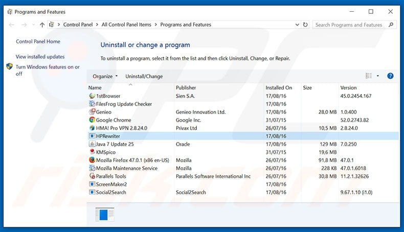 thraflabe-rs.ru browser hijacker uninstall via Control Panel