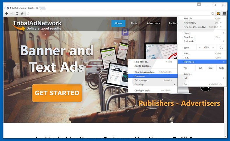 Removing TribalAd PPC Ad Network  ads from Google Chrome step 1