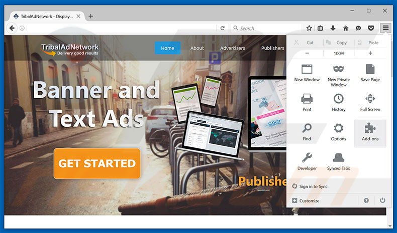 Removing TribalAd PPC Ad Network ads from Mozilla Firefox step 1