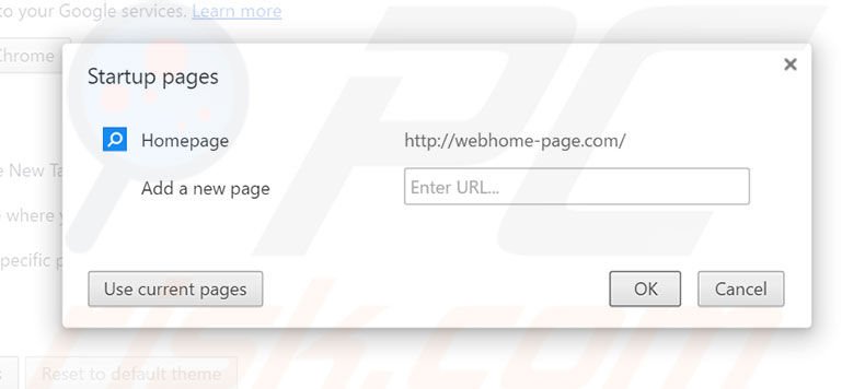 Removing webhome-page.com from Google Chrome homepage