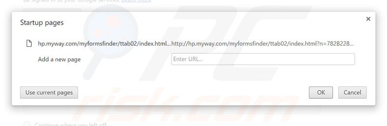 Removing hp.myway.com from Google Chrome homepage