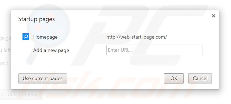 Removing web-start-page.com from Google Chrome homepage