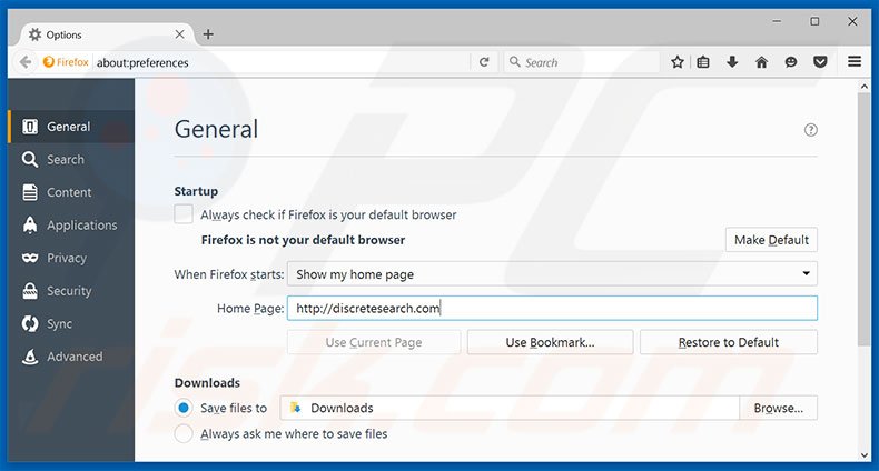 Removing discretesearch.com from Mozilla Firefox homepage