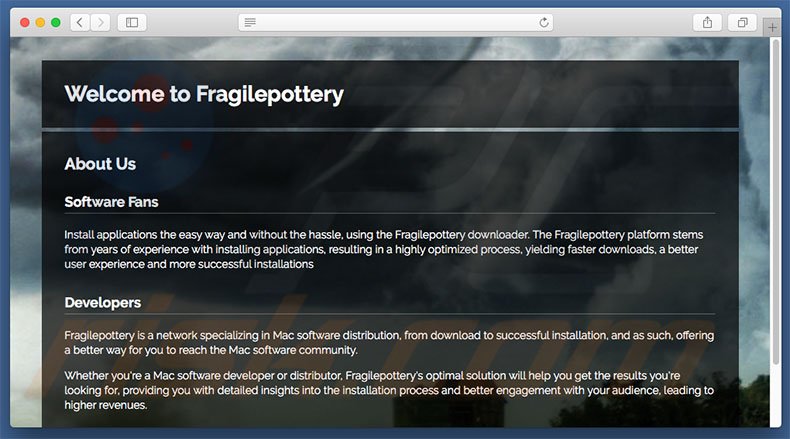 Dubious website used to promote search.fragilepottery.com