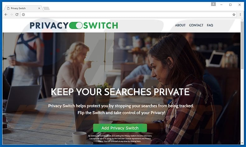 Website used to promote Privacy Switch browser hijacker