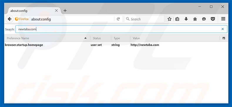 Removing newtaba.com from Mozilla Firefox default search engine