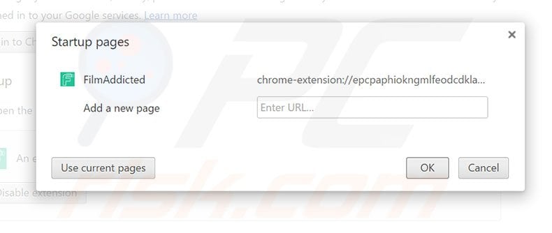 Removing film-addicted.com from Google Chrome homepage