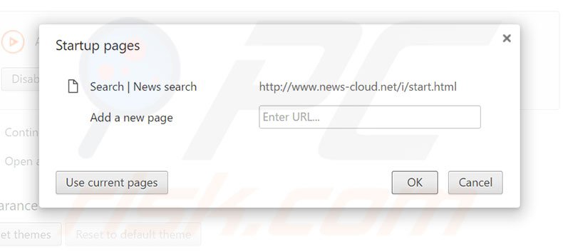 Removing news-cloud.net from Google Chrome homepage