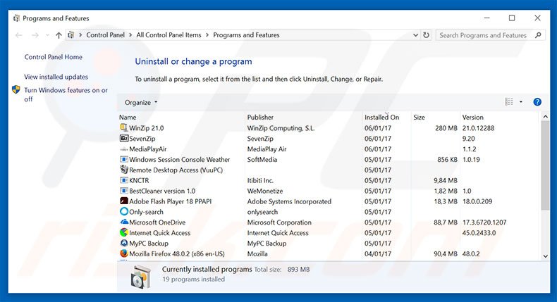 news-cloud.net browser hijacker uninstall via Control Panel