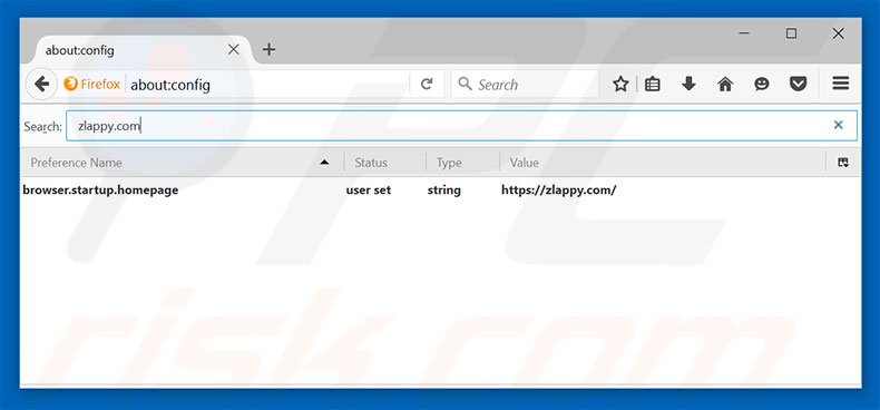 Removing zlappy.com from Mozilla Firefox default search engine