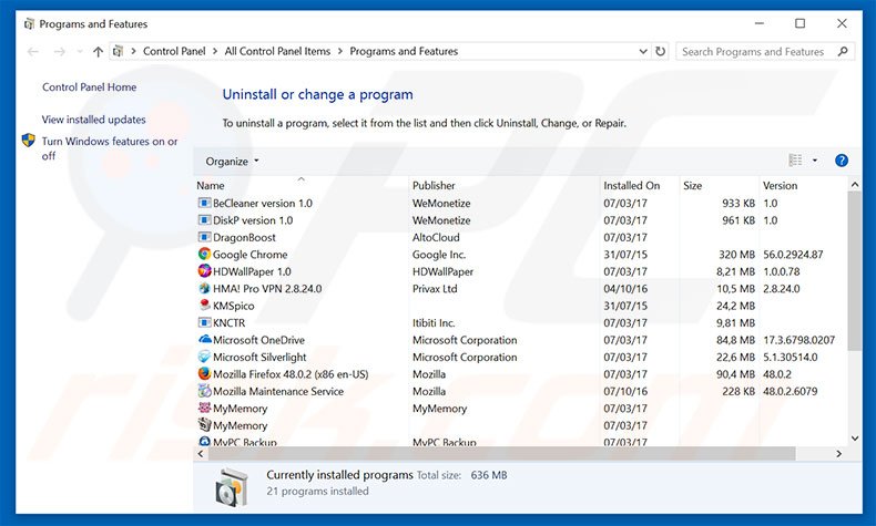 better-search.net browser hijacker uninstall via Control Panel