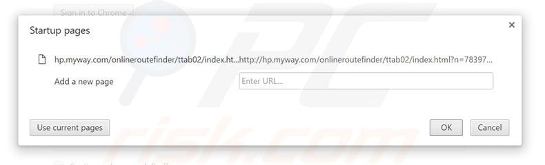 Removing hp.myway.com from Google Chrome homepage