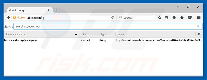 Removing search.searchfacoupons.com from Mozilla Firefox default search engine