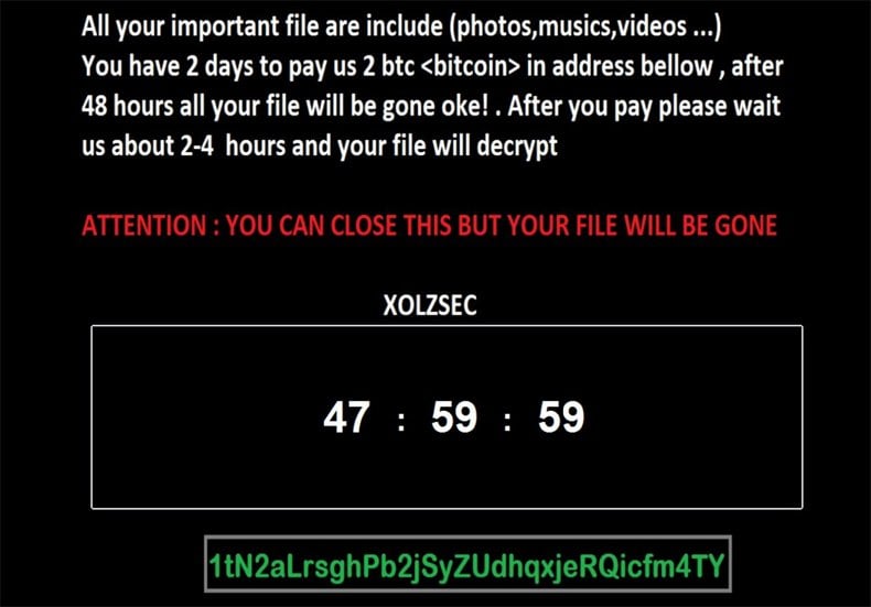 shelllock ransomware variant xolzsec