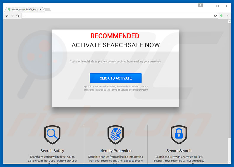 Website used to promote SrchSafe browser hijacker