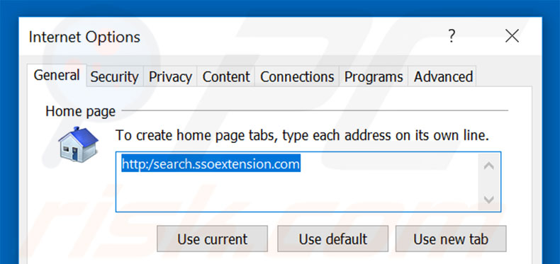 Removing search.ssoextension.com from Internet Explorer homepage