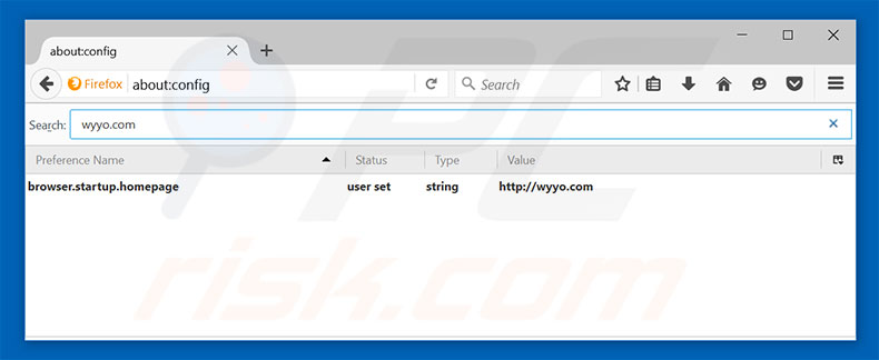 Removing wyyo.com from Mozilla Firefox default search engine