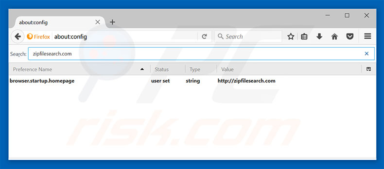 Removing zipfilesearch.com from Mozilla Firefox default search engine