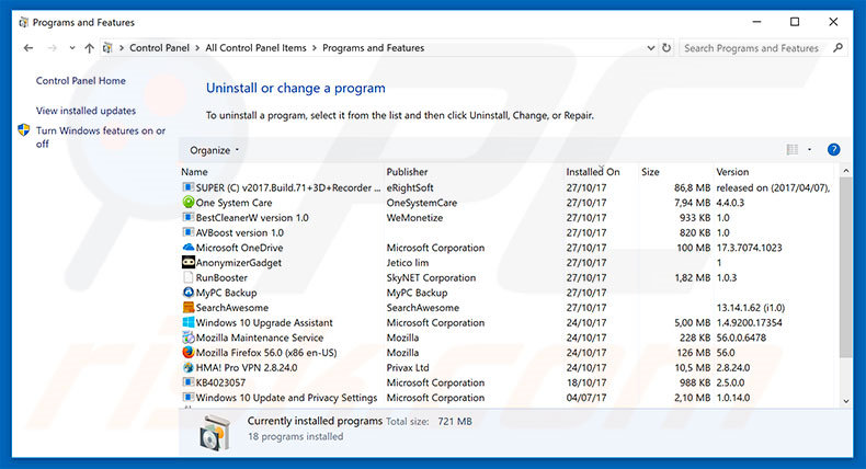 Awesome Gift Of The Day adware uninstall via Control Panel