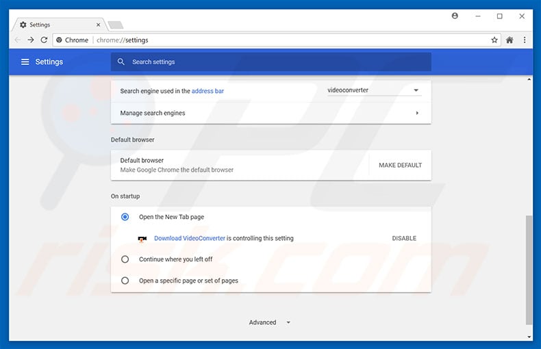 Removing videoconverter.freedownload-now.com from Google Chrome homepage