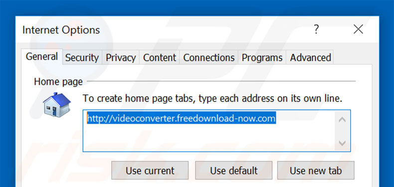 Removing videoconverter.freedownload-now.com from Internet Explorer homepage