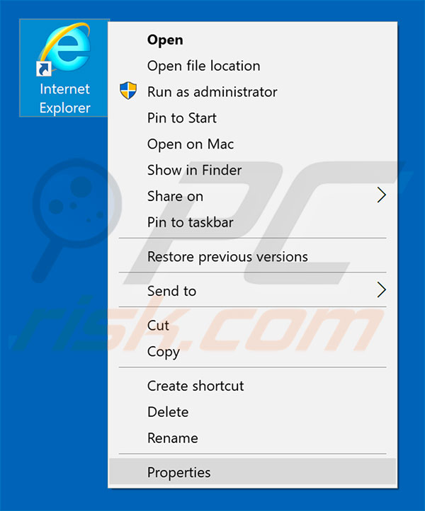 Removing boost.ur-search.com from Internet Explorer shortcut target step 1