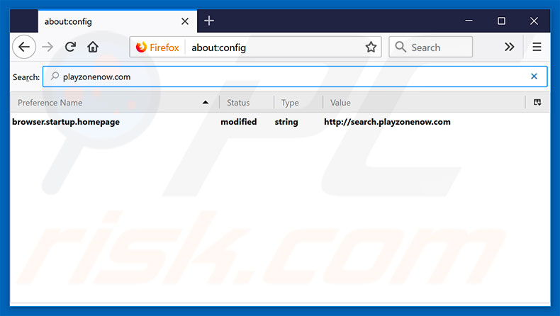 Removing search.playzonenow.com from Mozilla Firefox default search engine