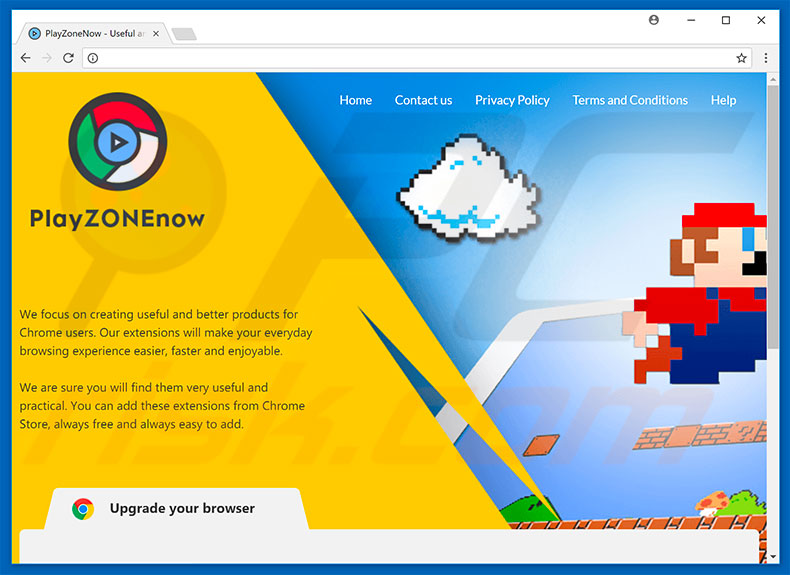 Website used to promote PlayZoneNow browser hijacker