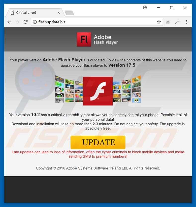 fake adobe flash update windows 10