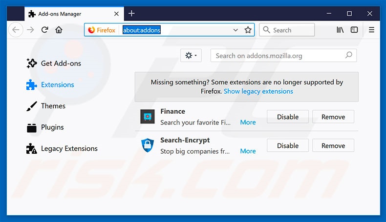 Removing search.hwallstreetwatch.co related Mozilla Firefox extensions