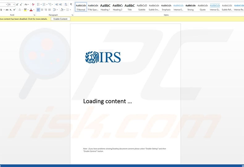 Malicious attachment distributed through Important Documents IRS spam campaign