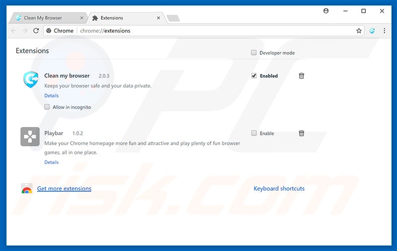 Removing search.cleanmybrowser.com related Google Chrome extensions