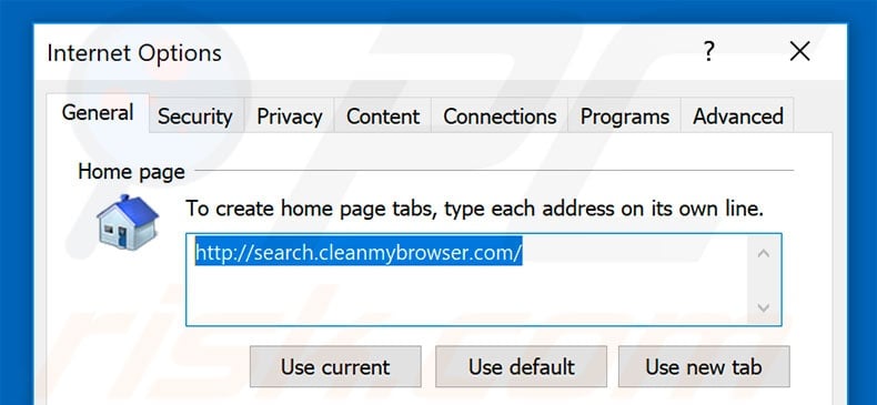 Removing search.cleanmybrowser.com from Internet Explorer homepage