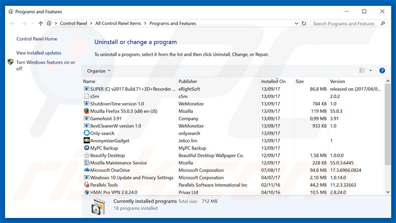 fulltraffic.net adware uninstall via Control Panel