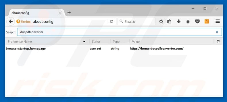 Removing home.docpdfconverter.com from Mozilla Firefox default search engine