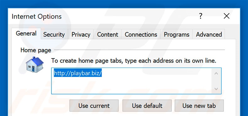 Removing playbar.biz from Internet Explorer homepage