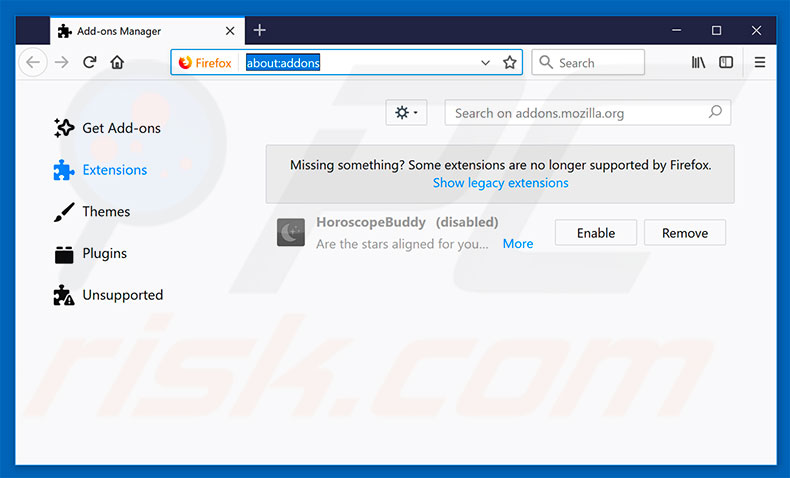 Removing PublicHotspot ads from Mozilla Firefox step 2