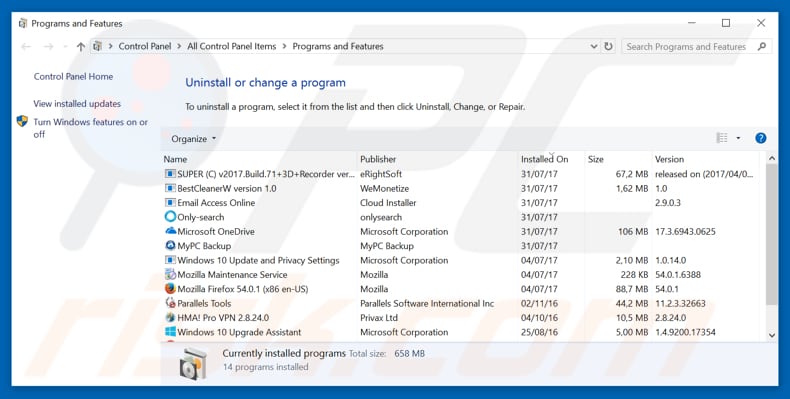 admetix.com adware uninstall via Control Panel