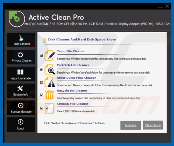 Active Clean Pro application
